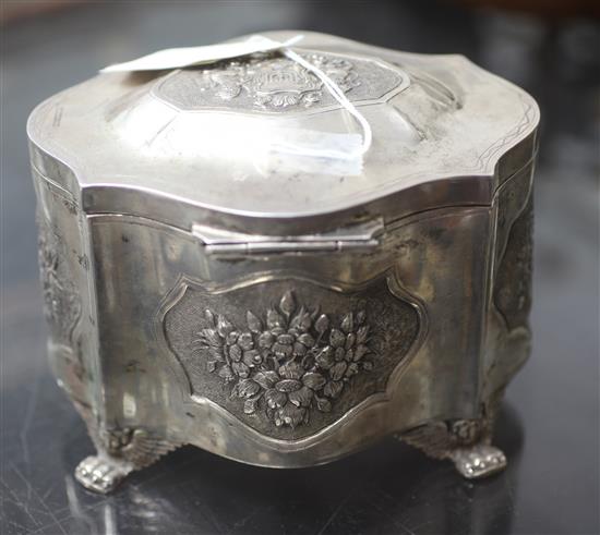 JUDAICA: A mid 19th century Polish 84 zolotnik silver etrog box, 19 oz.